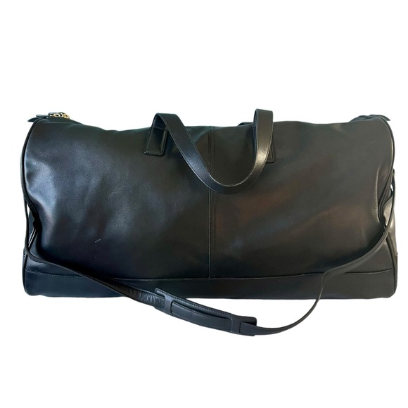 VTG Coach Black Leather Weekender Travel Duffle Bag w/ Shoulder Strap & Hangtag - Picture 5 of 15